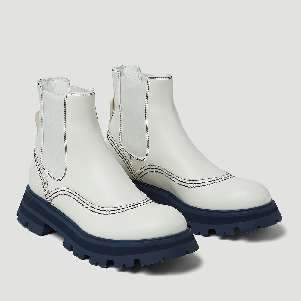 Alexander McQueen White Chelsea Boots